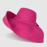 Raffia Curve Brim Hat Large Brim in Mulberry Madagascan