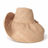 Raffia Curve Brim Hat Large Brim in Natural Madagascan