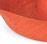Raffia Curve Brim Hat Large Brim in Orange Madagascan