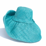 Raffia Curve Brim Hat Large Brim in Peacock Madagascan