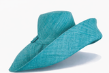 Raffia Curve Brim Hat Large Brim in Peacock Madagascan