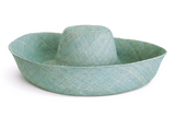 Raffia Curve Brim Hat Large Brim in Robin Egg Blue Madagascan