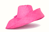Raffia Curve Brim Hat Large Brim in Rose Pink Madagascan