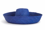 Raffia Curve Brim Hat Large Brim in Sapphire Blue Madagascan