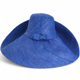 Raffia Curve Brim Hat Large Brim in Sapphire Blue Madagascan