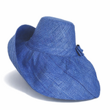 Raffia Curve Brim Hat Large Brim in Sapphire Blue Madagascan