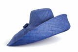 Raffia Curve Brim Hat Large Brim in Sapphire Blue Madagascan