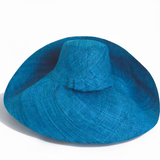 Raffia Curve Brim Hat Large Brim in Sea Blue Madagascan