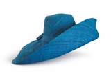 Raffia Curve Brim Hat Large Brim in Sea Blue Madagascan