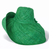 Raffia Curve Brim Hat Large Brim in Shamrock Green Madagascan