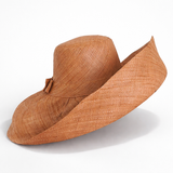 Raffia Curve Brim Hat Large Brim in Stone Beige Madagascan