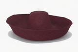 Raffia Curve Brim Hat Large Brim in Dark Burgundy Madagascan