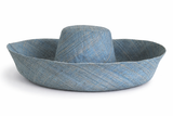 Raffia Curve Brim Hat Large Brim in Light Blue Madagascan