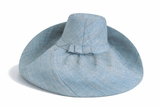 Raffia Curve Brim Hat Large Brim in Light Blue Madagascan