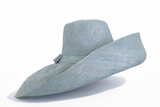 Raffia Curve Brim Hat Large Brim in Light Blue Madagascan