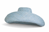 Raffia Curve Brim Hat Large Brim in Light Blue Madagascan