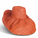 Raffia Curve Brim Hat Large Brim in Rust Madagascan