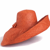 Raffia Curve Brim Hat Large Brim in Rust Madagascan