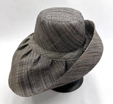 Raffia Curve Brim Hat Standard Brim in Anchor Grey Madagascan