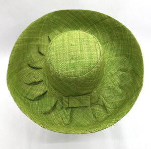 Raffia Curve Brim Hat Standard Brim in Apple Green Madagascan