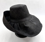Raffia Curve Brim Hat Standard Brim in Black Madagascan