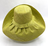 Raffia Curve Brim Hat Standard Brim in Lime Green Madagascan