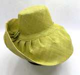 Raffia Curve Brim Hat Standard Brim in Lime Green Madagascan