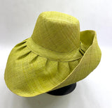 Raffia Curve Brim Hat Standard Brim in Lime Green Madagascan