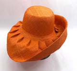 Raffia Curve Brim Hat Standard Brim in Orange Madagascan