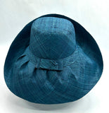 Raffia Curve Brim Hat Standard Brim in Peacock Blue Madagascan