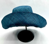 Raffia Curve Brim Hat Standard Brim in Peacock Blue Madagascan