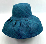 Raffia Curve Brim Hat Standard Brim in Peacock Blue Madagascan