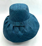 Raffia Curve Brim Hat Standard Brim in Peacock Blue Madagascan