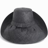 Raffia Curve Brim Hat Standard Brim in Black Madagascan