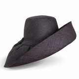 Raffia Curve Brim Hat Standard Brim in Black Madagascan