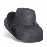 Raffia Curve Brim Hat Standard Brim in Black Madagascan