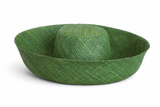 Raffia Curve Brim Hat Standard Brim in Bottle Green Madagascan