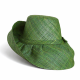 Raffia Curve Brim Hat Standard Brim in Bottle Green Madagascan