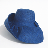 Raffia Curve Brim Hat Standard Brim in Cerulean Blue Madagascan