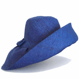 Raffia Curve Brim Hat Standard Brim in Cerulean Blue Madagascan