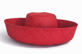 Raffia Curve Brim Hat Standard Brim in Cherry Red Madagascan