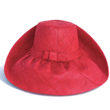 Raffia Curve Brim Hat Standard Brim in Cherry Red Madagascan