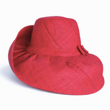 Raffia Curve Brim Hat Standard Brim in Cherry Red Madagascan