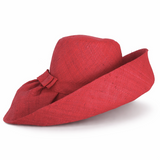 Raffia Curve Brim Hat Standard Brim in Cherry Red Madagascan