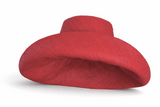 Raffia Curve Brim Hat Standard Brim in Cherry Red Madagascan