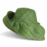 Raffia Curve Brim Hat Standard Brim in Clover Green Madagascan