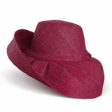 Raffia Curve Brim Hat Standard Brim in Dark Burgundy Madagascan