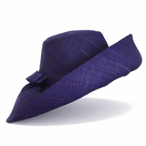 Raffia Curve Brim Hat Standard Brim in Dark Indigo Madagascan