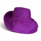 Raffia Curve Brim Hat Standard Brim in Dark Iris Purple Madagascan