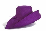 Raffia Curve Brim Hat Standard Brim in Dark Iris Purple Madagascan